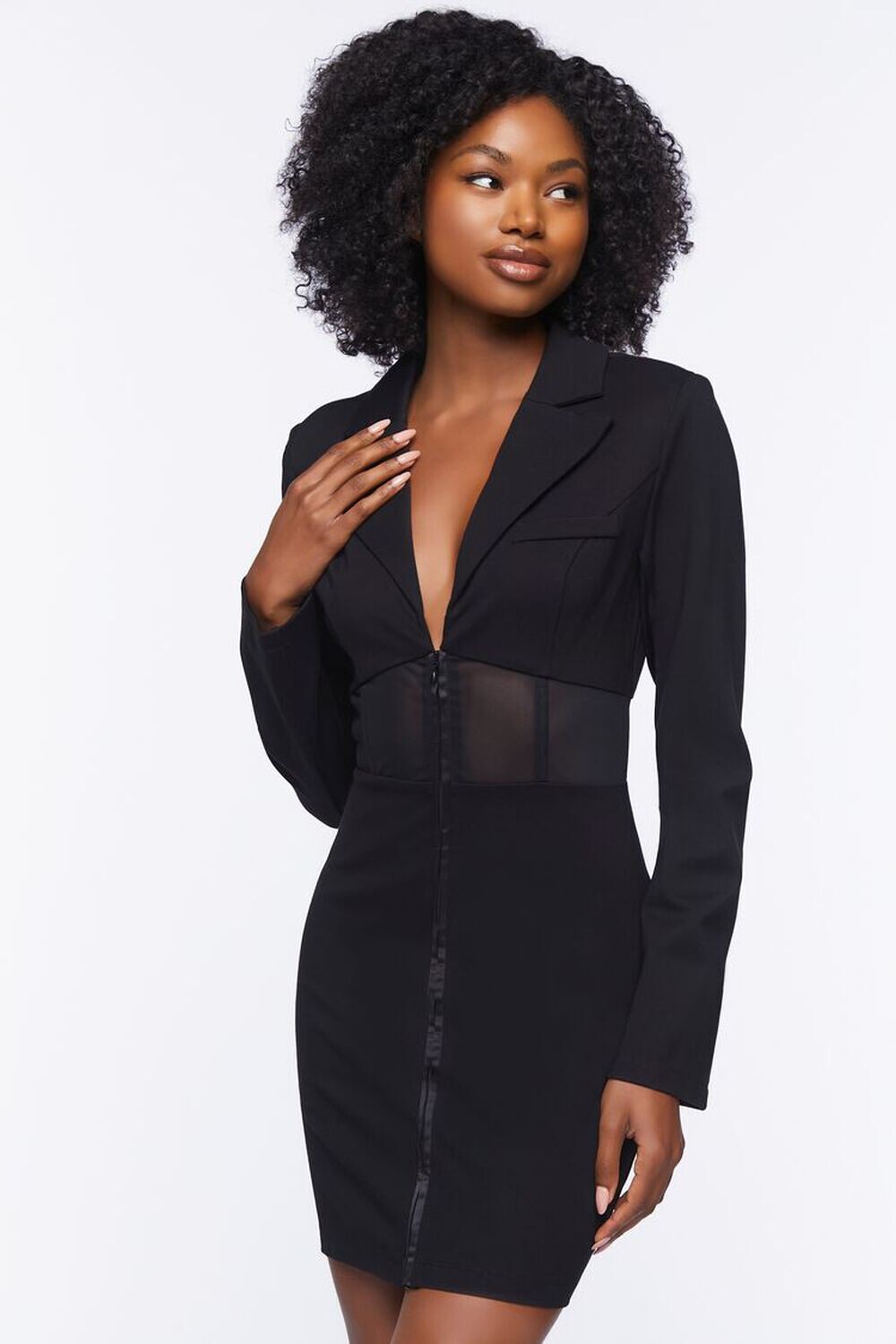 

Мини-платье-блейзер из сетчатого выреза Forever 21, черный