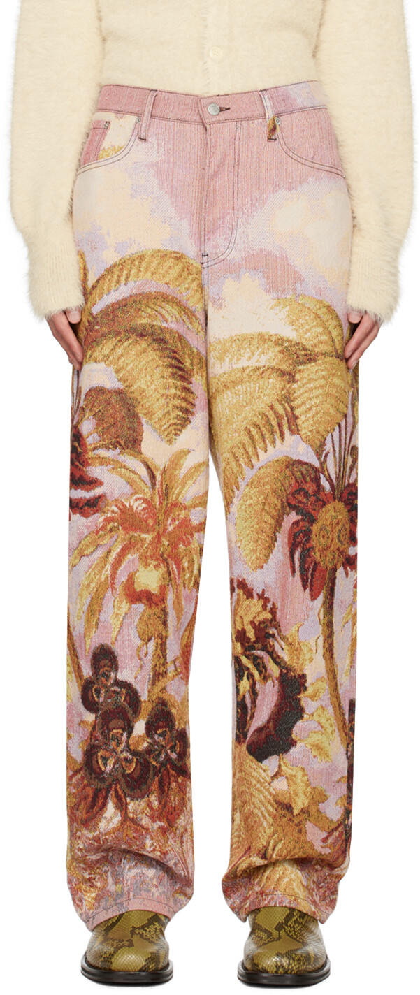 

Розовые жаккардовые джинсы Dries Van Noten