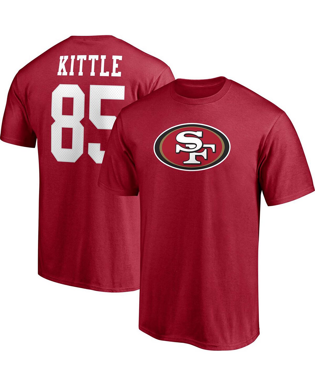 Мужская футболка с именем и номером игрока George Kittle Scarlet San Francisco 49ers Fanatics