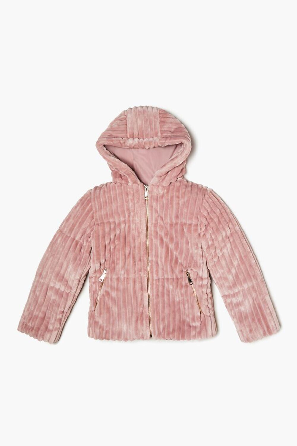 

Пальто на молнии из искусственного меха для девочек Forever 21, розовый