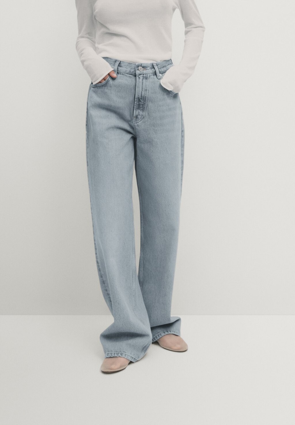 

Расклешенные джинсы WIDE Massimo Dutti, цвет light blue