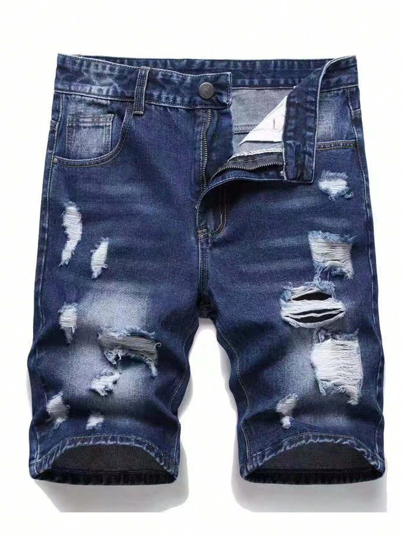 Мужские джинсовые шорты с потертостями в европейском и американском стиле, темная стирка джинсовые шорты thoshort с эффектом потертостей diesel синий