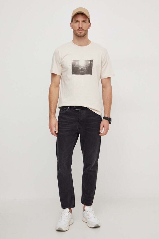 

Хлопковая футболка Clark Pepe Jeans, бежевый
