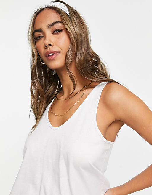 Белый хлопковый жилет с круглым вырезом ASOS DESIGN - WHITE