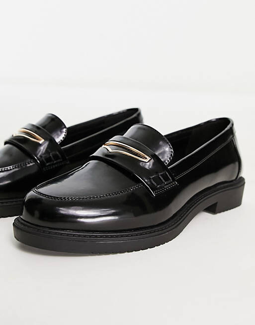 

Черные блестящие лоферы schuh Wide Fit Luther
