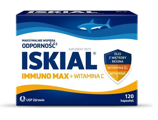 Iskial Immuno Max + Witamina C масло печени акулы с витамином С и D, 120 шт.