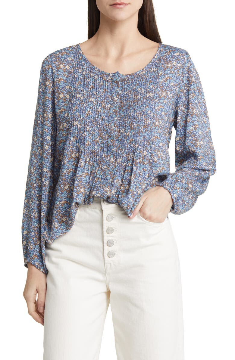

Блуза с защипами и цветочным принтом LUCKY BRAND