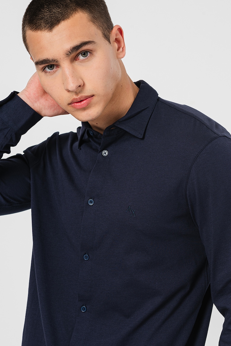 Хлопковая рубашка стандартного кроя Armani Exchange, синий