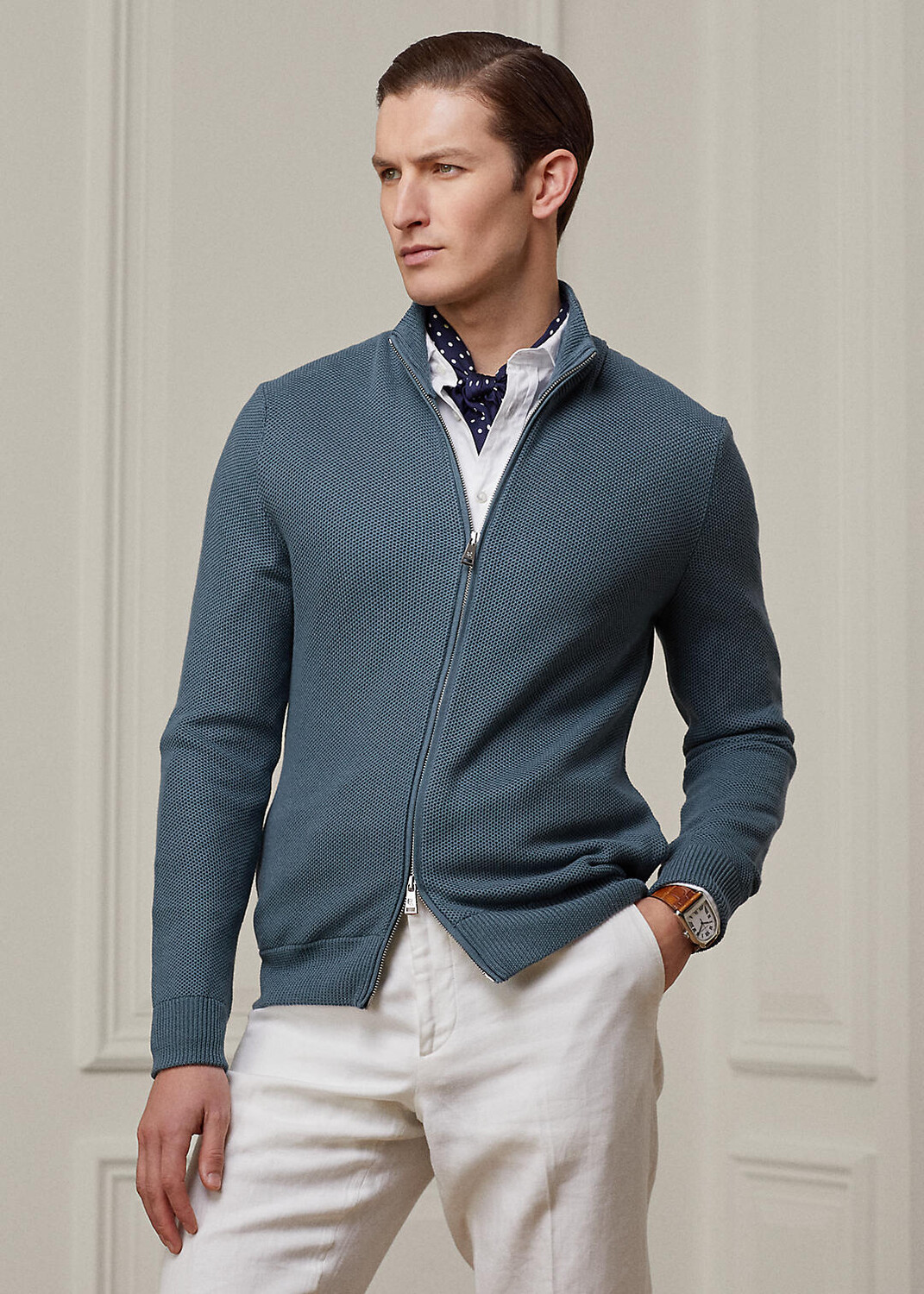 

Свитер с молнией во всю длину из шелка и хлопка Ralph Lauren
