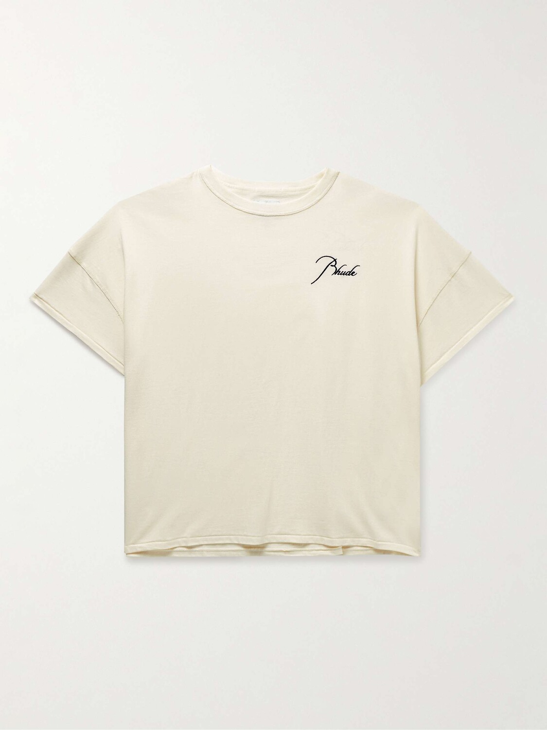 

Футболка из хлопкового джерси с вышитым логотипом RHUDE, экрю