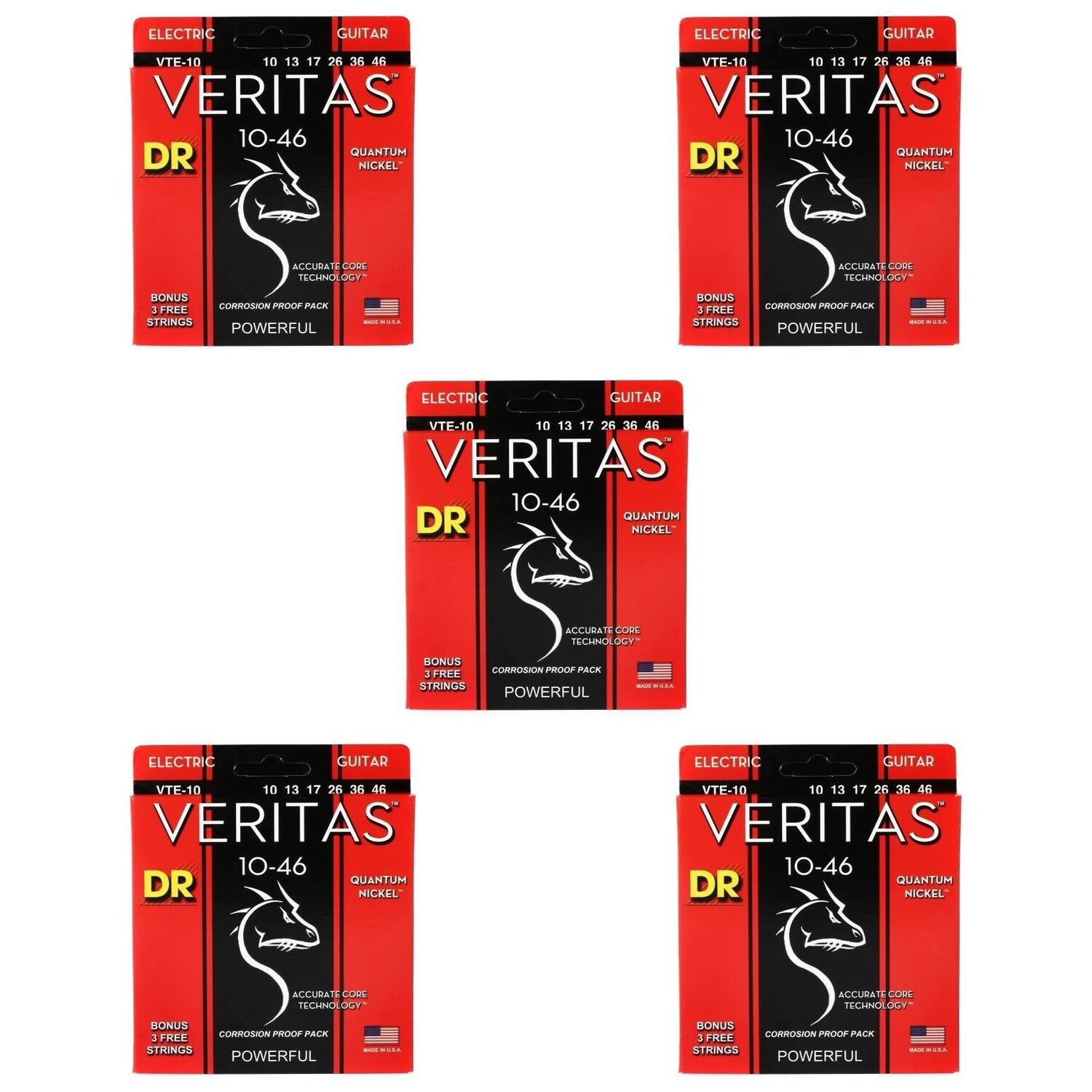 

Струны для электрогитары DR Strings VTE-10 Veritas — .010-.046, средние (5 шт.)