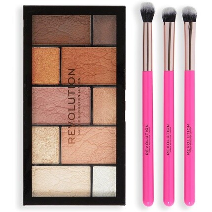

Revolution Shimmer Glam Eye Set Подарочный набор из 3 полноразмерных кистей для макияжа и палетки для глаз, Makeup Revolution