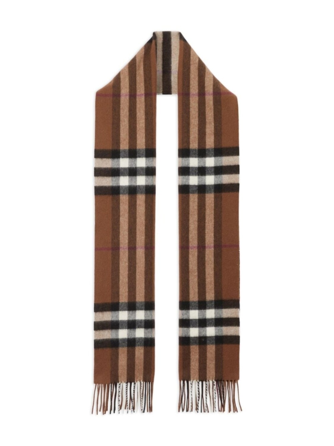 

Клетчатый шарф с бахромой Burberry, коричневый