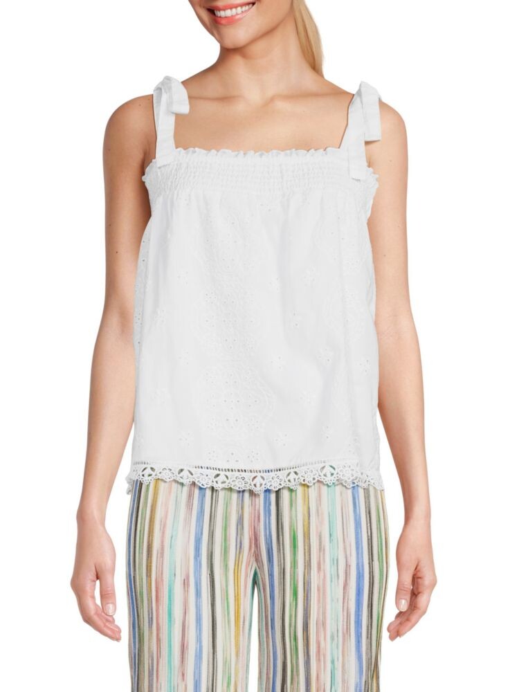 

Топ Babydoll со сборками и люверсами Saks Fifth Avenue, белый