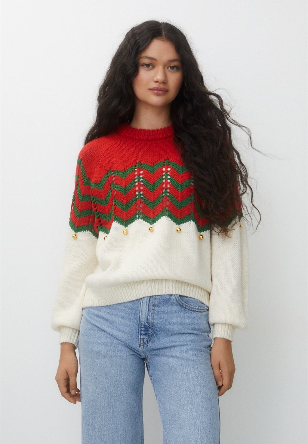 

Свитер Christmas Sleigh Bells PULL&BEAR, бежевый