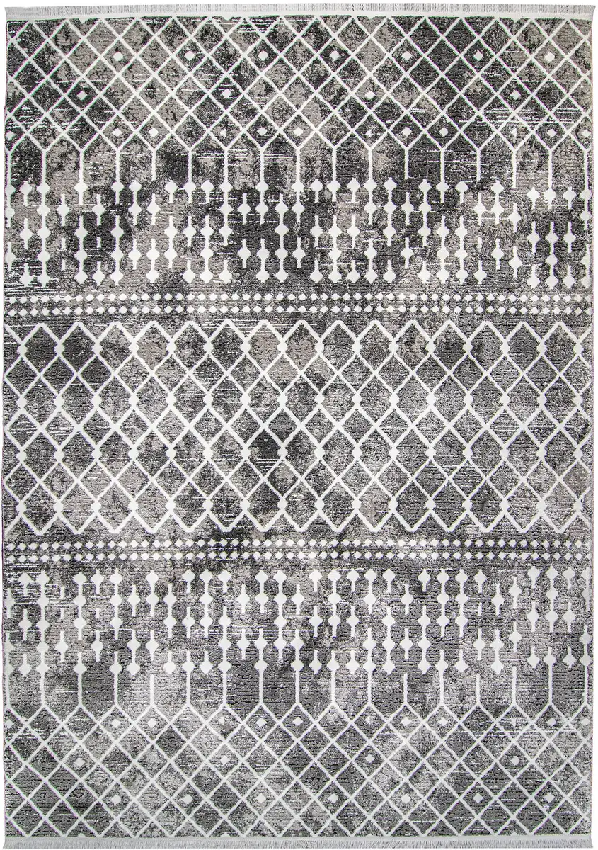 

RESITAL The Voice of Carpet Ковер "Oslo 2230", прямоугольный, короткий ворс, ромбовидный узор, с бахромой 80х150 см, серый