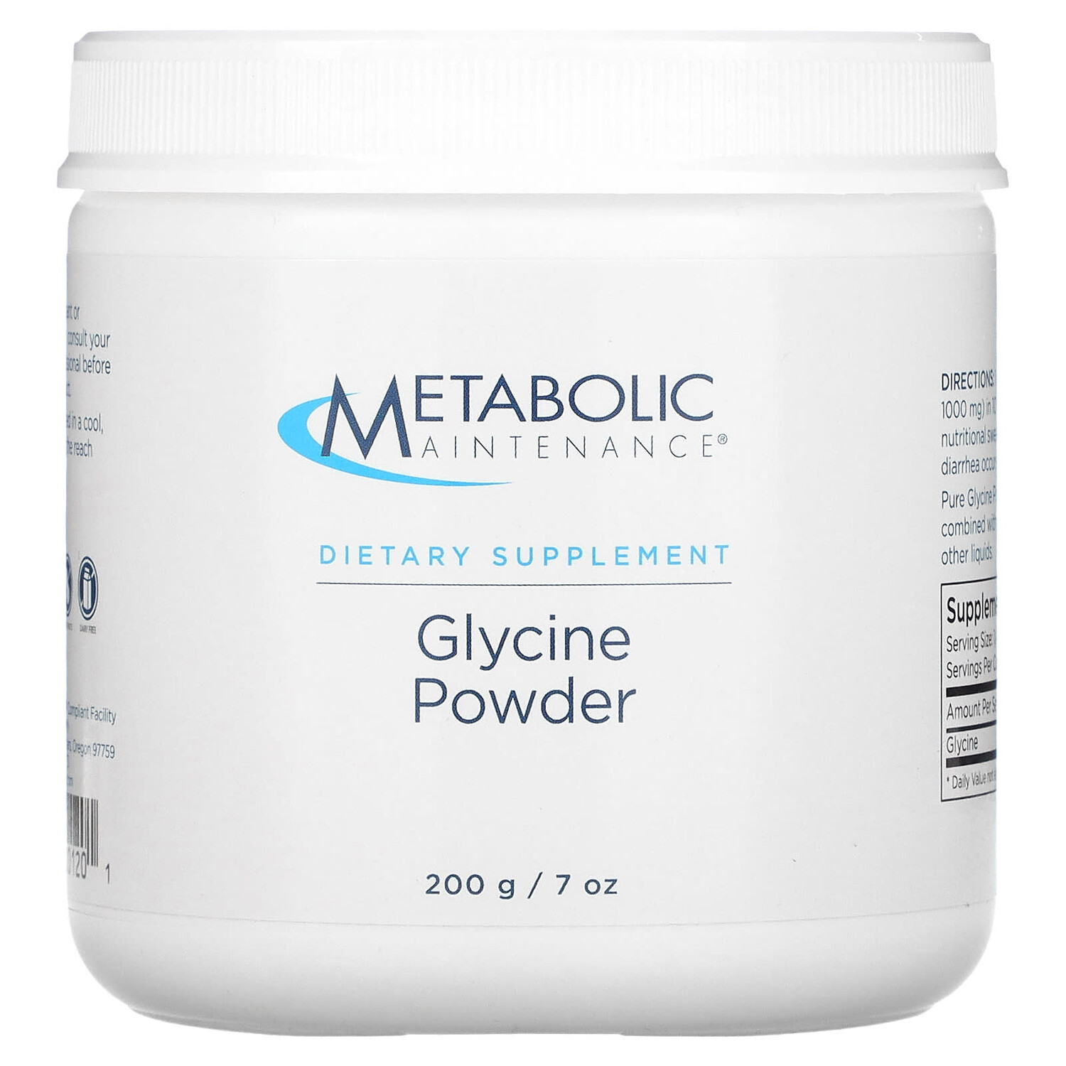 

Глицин в порошке, 200 г (7 унций), Metabolic Maintenance