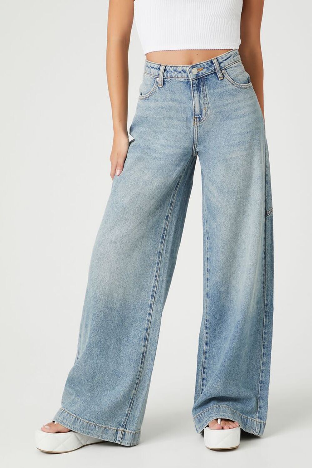

Джинсы широкого кроя из эластичного денима Forever 21, деним