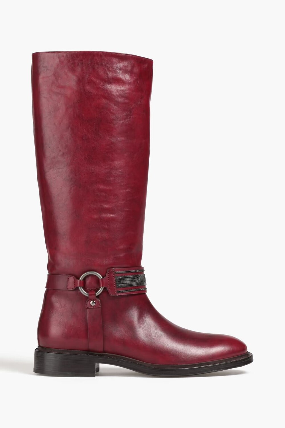 

Кожаные ботинки с бисером Brunello Cucinelli, бордовый