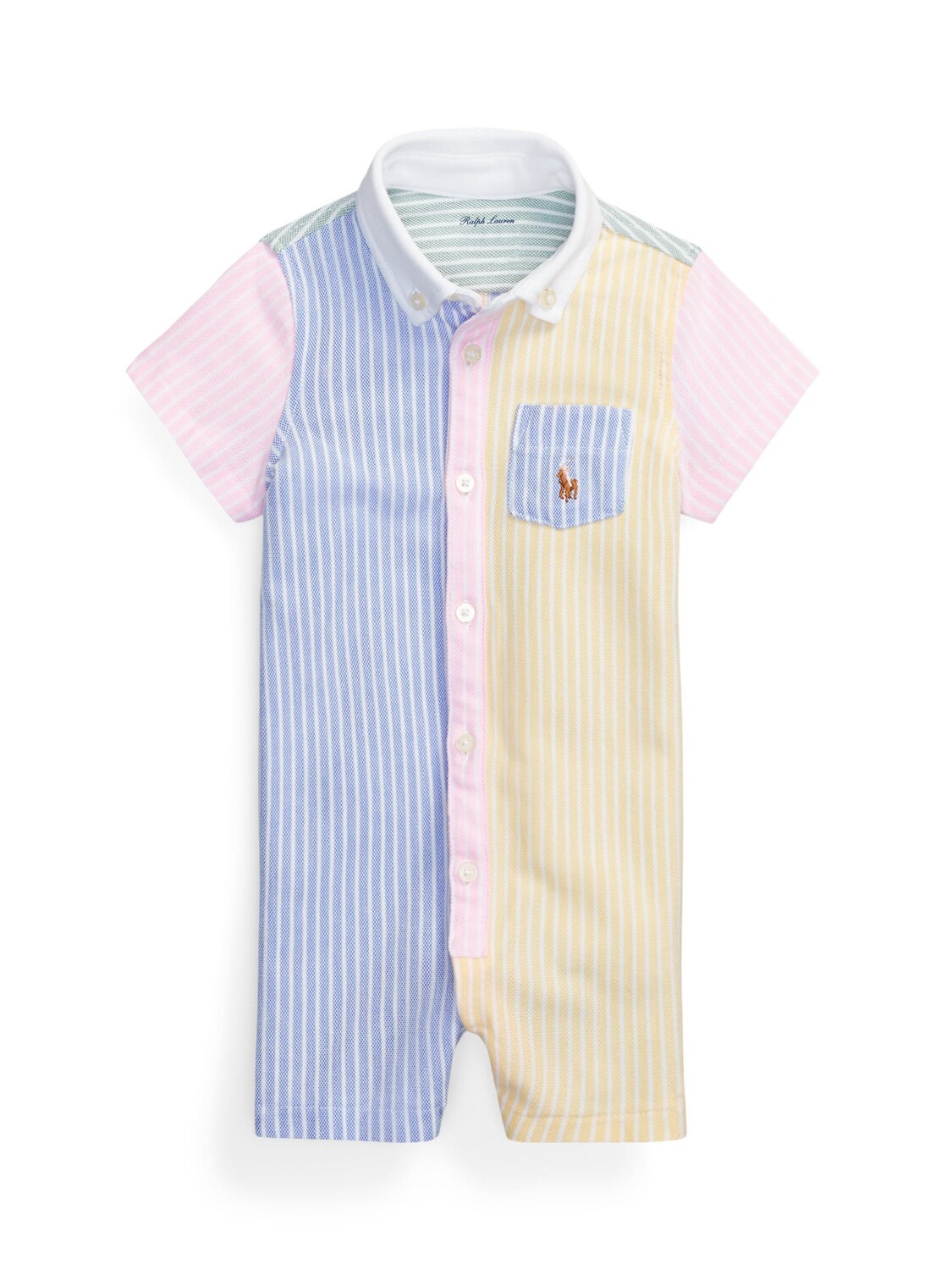 

Хлопковый комбинезон в полоску Ralph Lauren Baby, цвет Империя-желтый