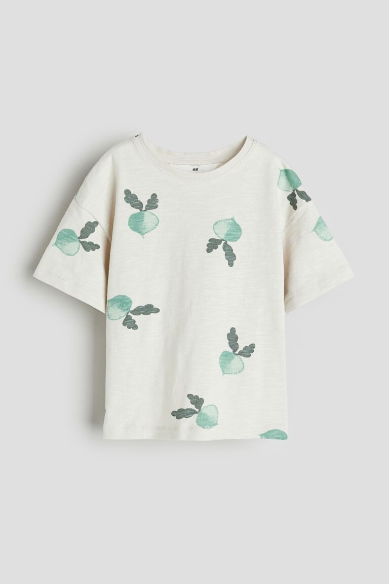 

Хлопковая футболка оверсайз H&M, бежевый