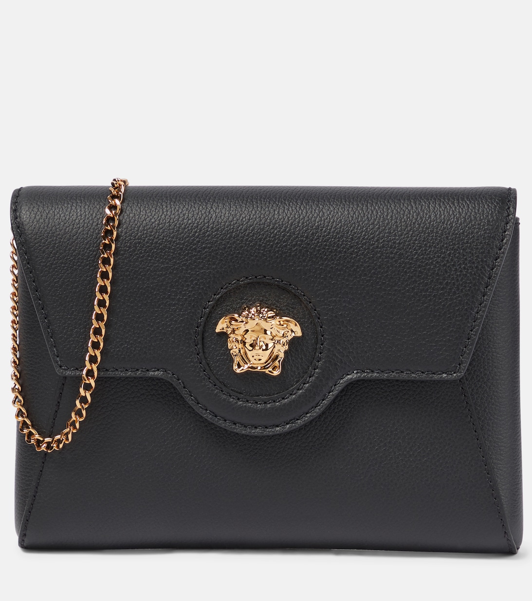 Кожаный кошелек La Medusa на цепочке Versace, черный