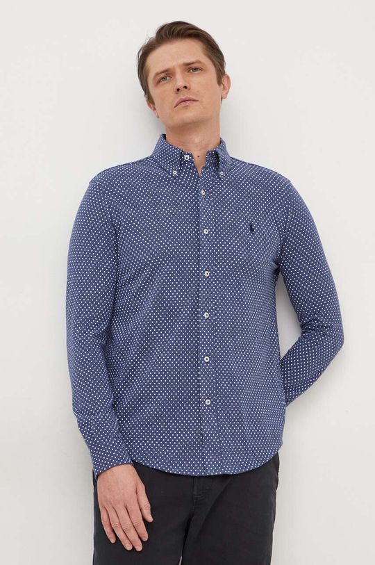 Хлопчатобумажную рубашку Polo Ralph Lauren, синий цена и фото