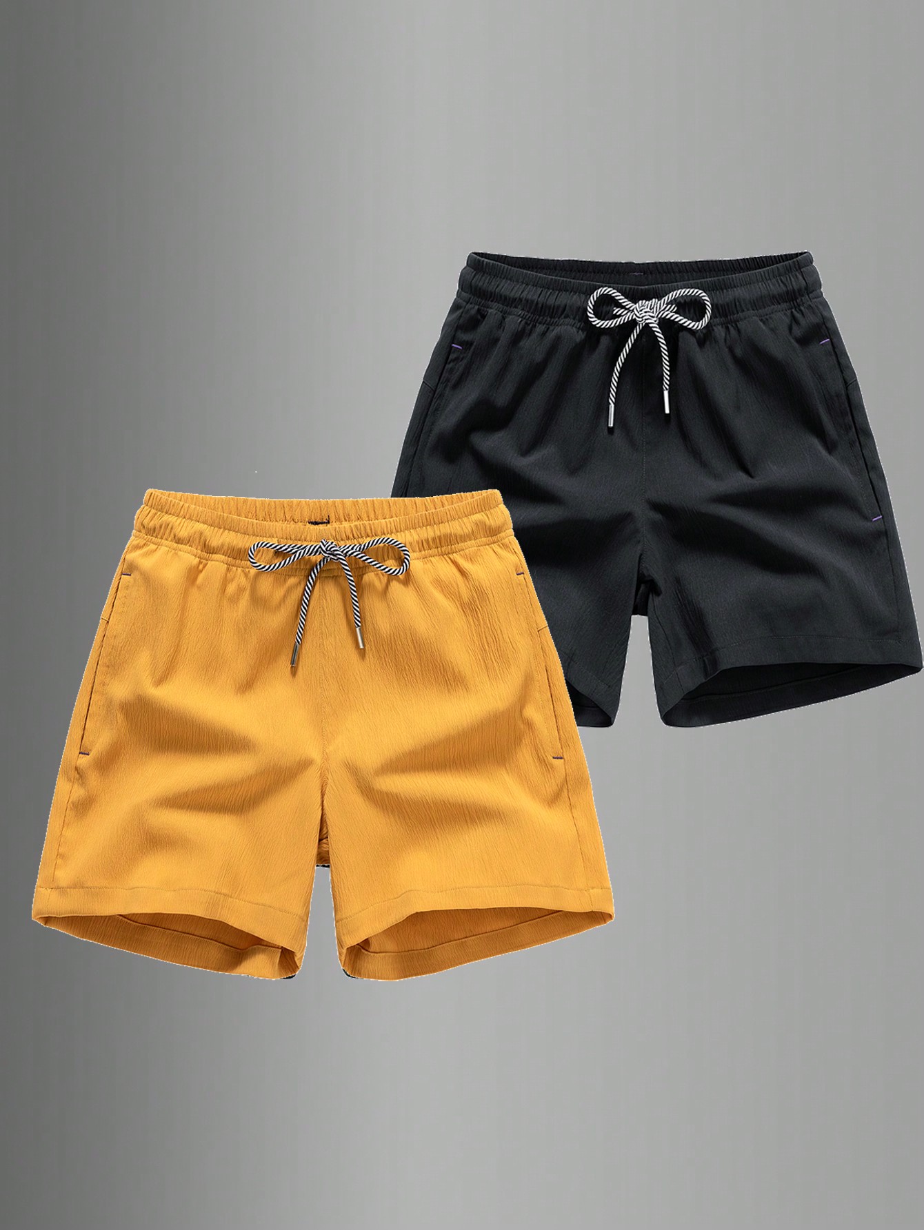 Мужские быстросохнущие спортивные шорты с завязками на талии для пляжного отдыха или тренировок, черный