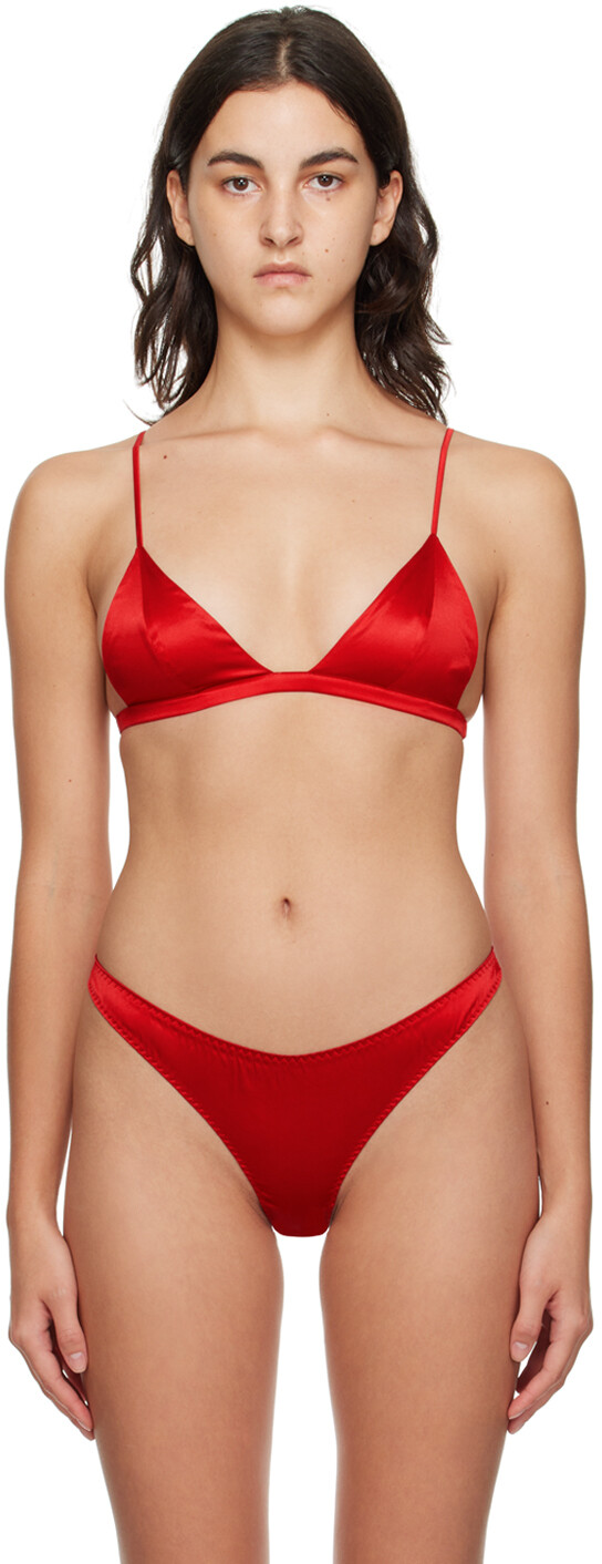 

Красный роскошный бюстгальтер с треугольными чашечками Rouge Fleur du Mal