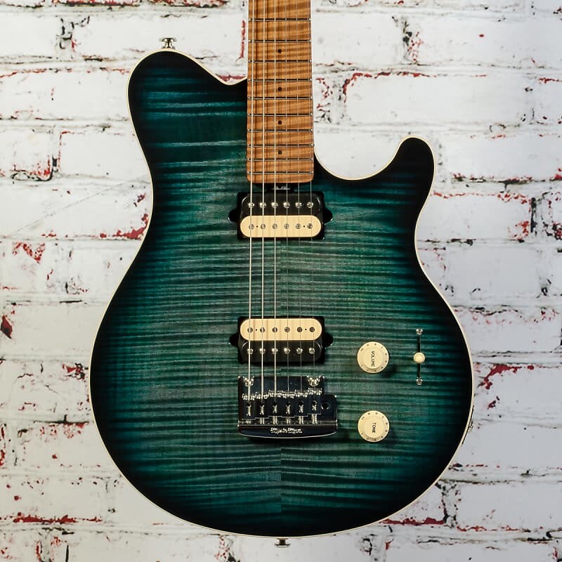 Электрогитара Ernie Ball Music Man - Axis Super Sport - Electric Guitar - Roasted Maple Fingerboard - Yucatan Blue Flame - w/ Case - x0390