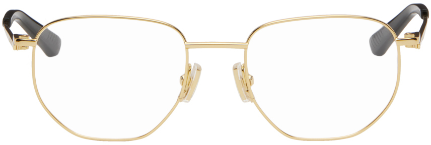 Золотые круглые очки Bottega Veneta, цвет Gold