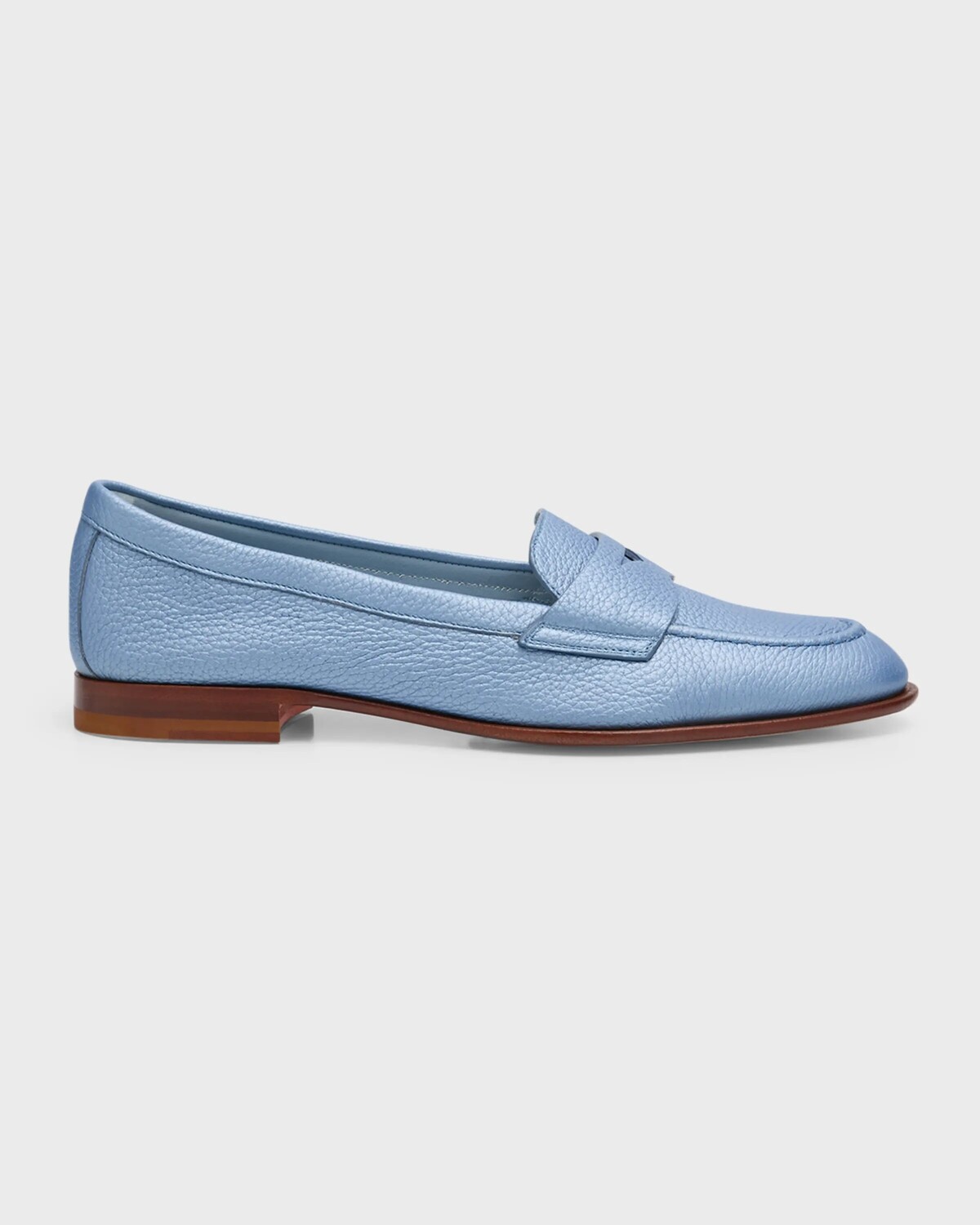 

Кожаные пенни-лоферы Famed с эффектом металлик Santoni, цвет Light Blue