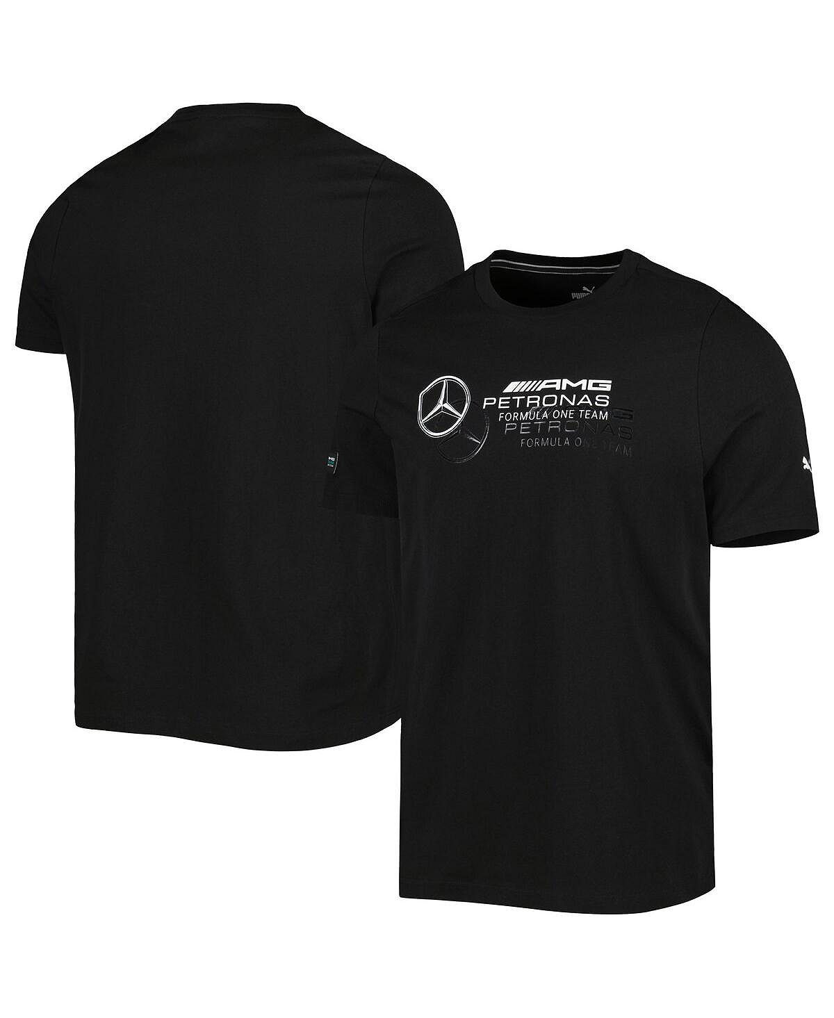 Мужская черная футболка с логотипом Mercedes-AMG Petronas F1 Team 2023 Puma lego speed ​​champions mercedes amg f1 w12 e performance и mercedes amg project one 76909 строительный комплект 564 детали lego