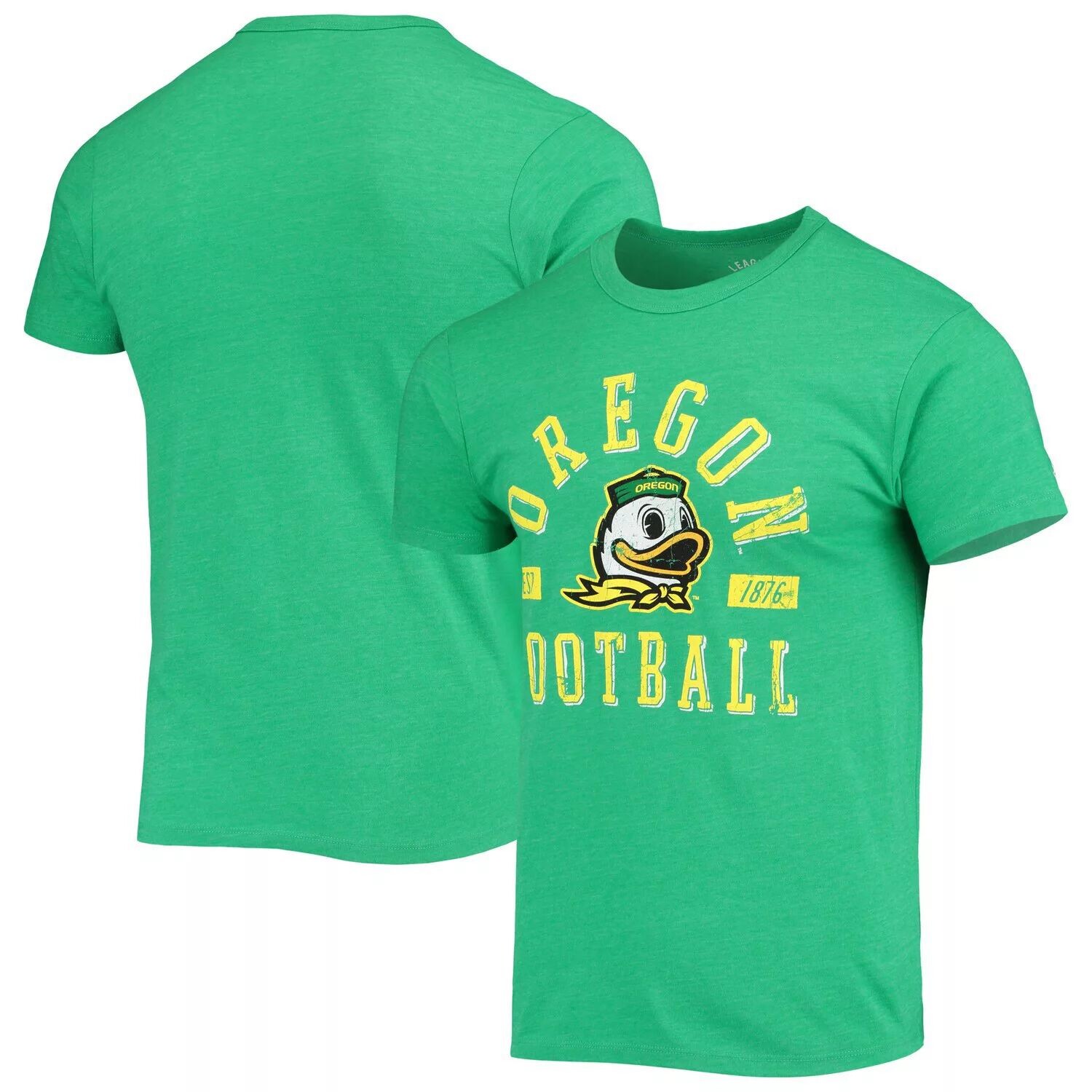 

Мужская футболка студенческой лиги с принтом Green Oregon Ducks Football Focus Victory Falls Tri-Blend