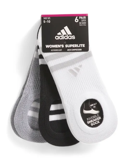 

6 пар носков Superlite No Show Adidas, белый/черный/серый