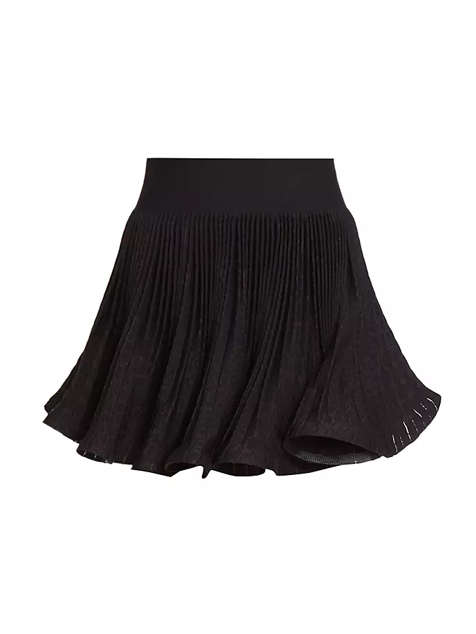 

Плиссированная мини-юбка с крокодиловым принтом Alaïa, цвет black brown