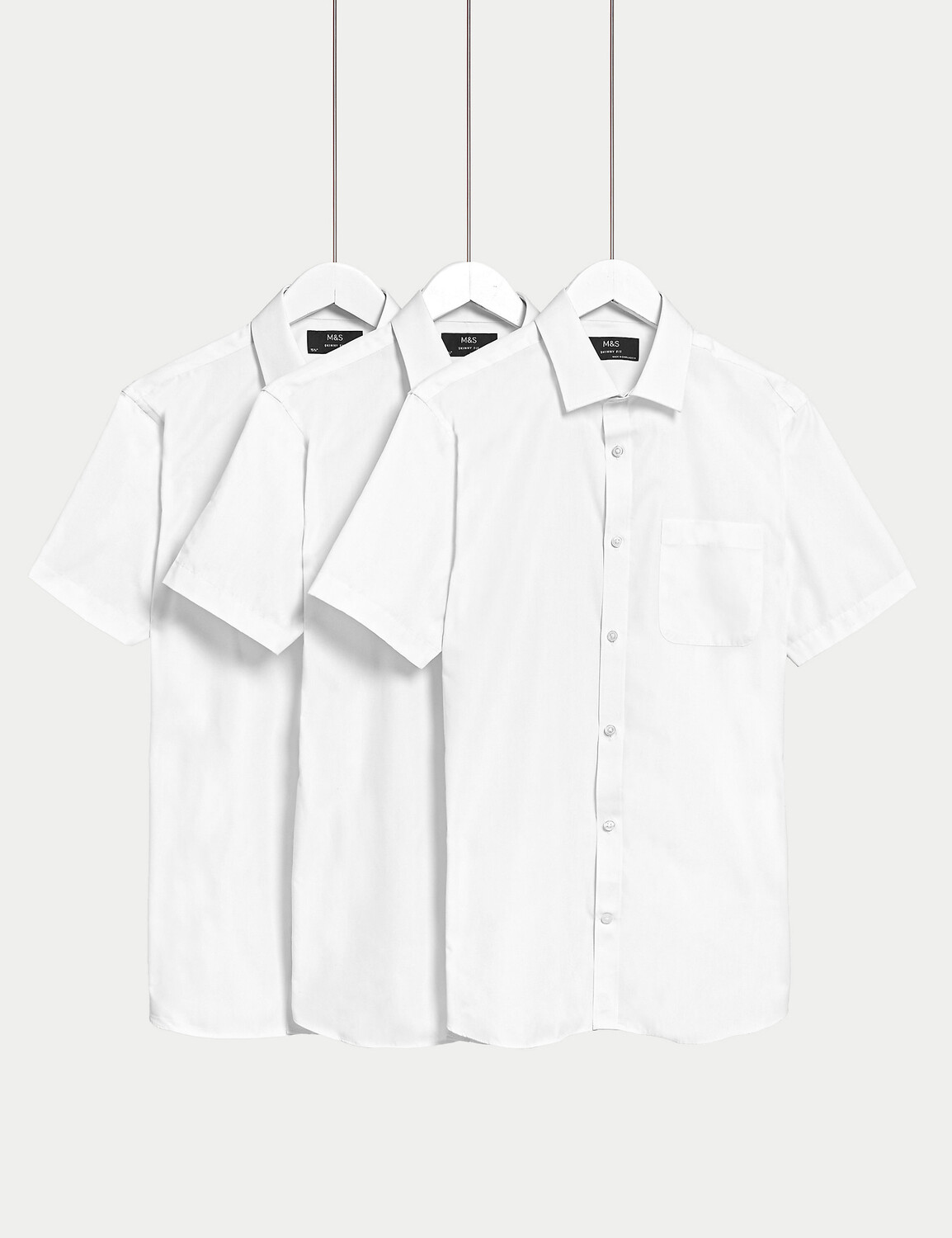 

3 шт. рубашки скинни с короткими рукавами Marks & Spencer, белый