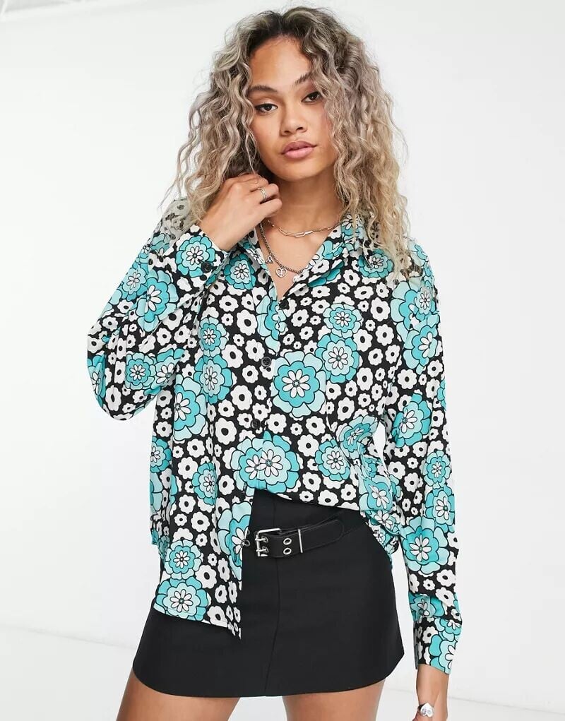 

Рубашка оверсайз Heartbreak с цветочным принтом в стиле ретро