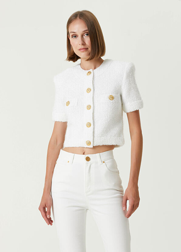 

Кардиган с короткими рукавами Balmain, белый