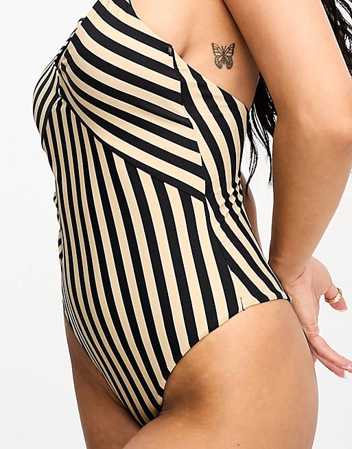 Кремовый купальник с завязками на плечах Vero Moda кремовое пляжное платье макси vero moda с завязками на плечах