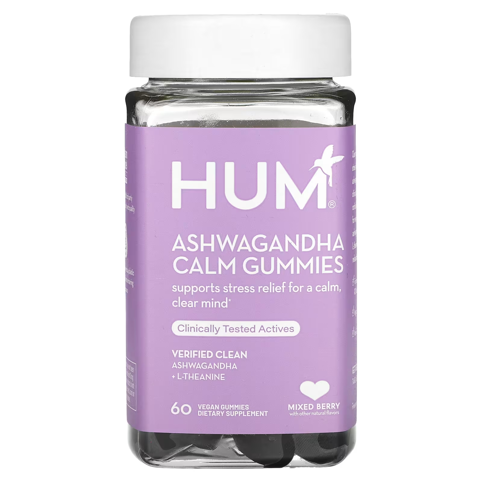 HUM Nutrition Ashwagandha Calm Gummies, 60 веганских жевательных конфет со смешанными ягодами