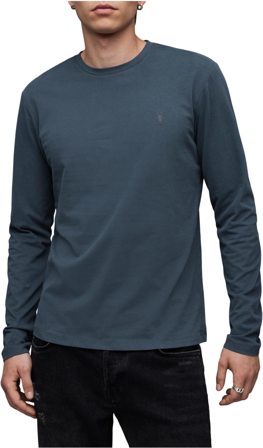 

Футболка с круглым вырезом и длинными рукавами Brace AllSaints, цвет Jade Blue