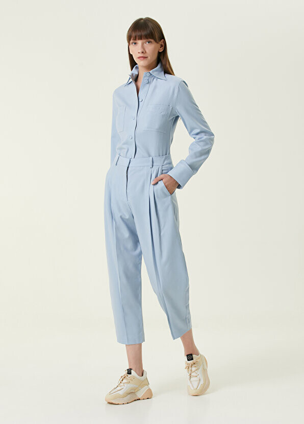 

Синие шерстяные брюки со складками Stella McCartney, Синий