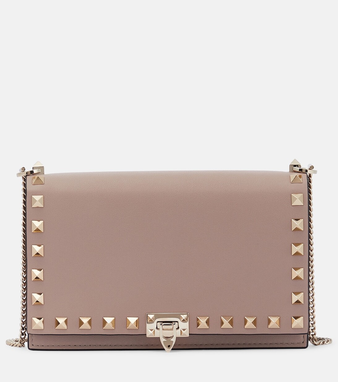 

Маленький кожаный кошелек Rockstud на цепочке Valentino Garavani, розовый