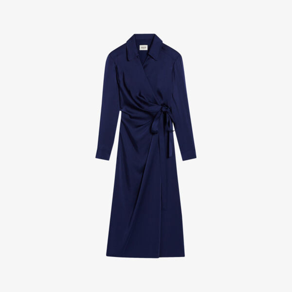 

Тканое платье миди с воротником и поясом Claudie Pierlot, цвет bleus