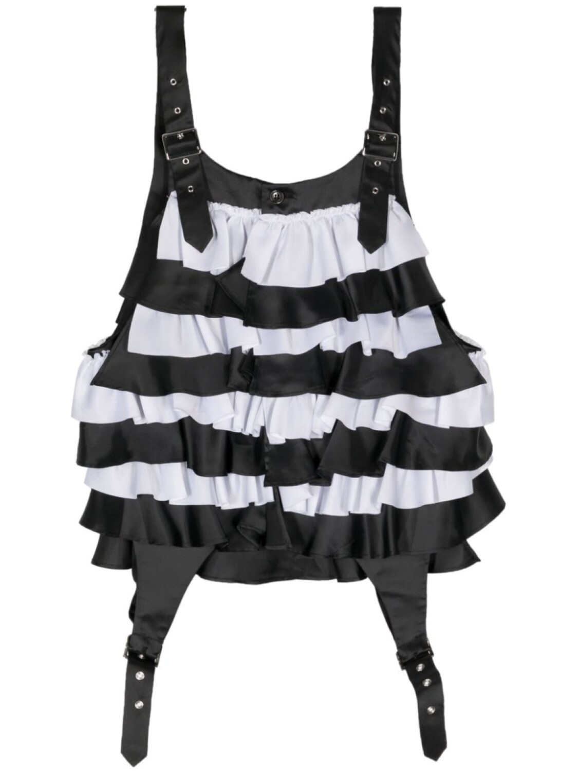 

Noir Kei Ninomiya двухцветный топ с оборками, черный