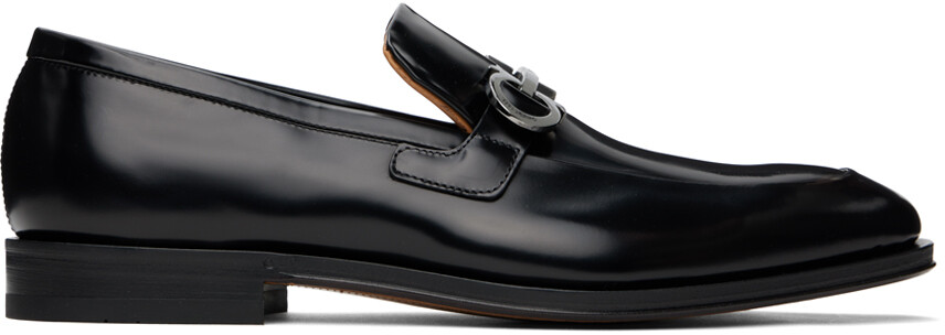 

Черные лоферы с орнаментом Gancini Ferragamo, цвет Black