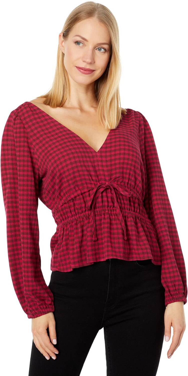 

Топ Madewell Saffi Top - Drapey Crinkle Plaid, цвет Hibiscus