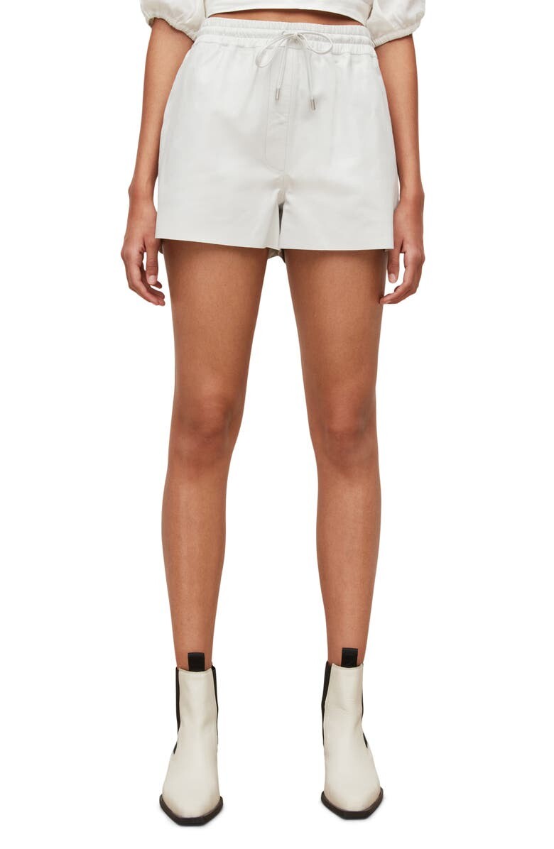 

Кожаные шорты Shana из кожи ягненка ALLSAINTS, белый