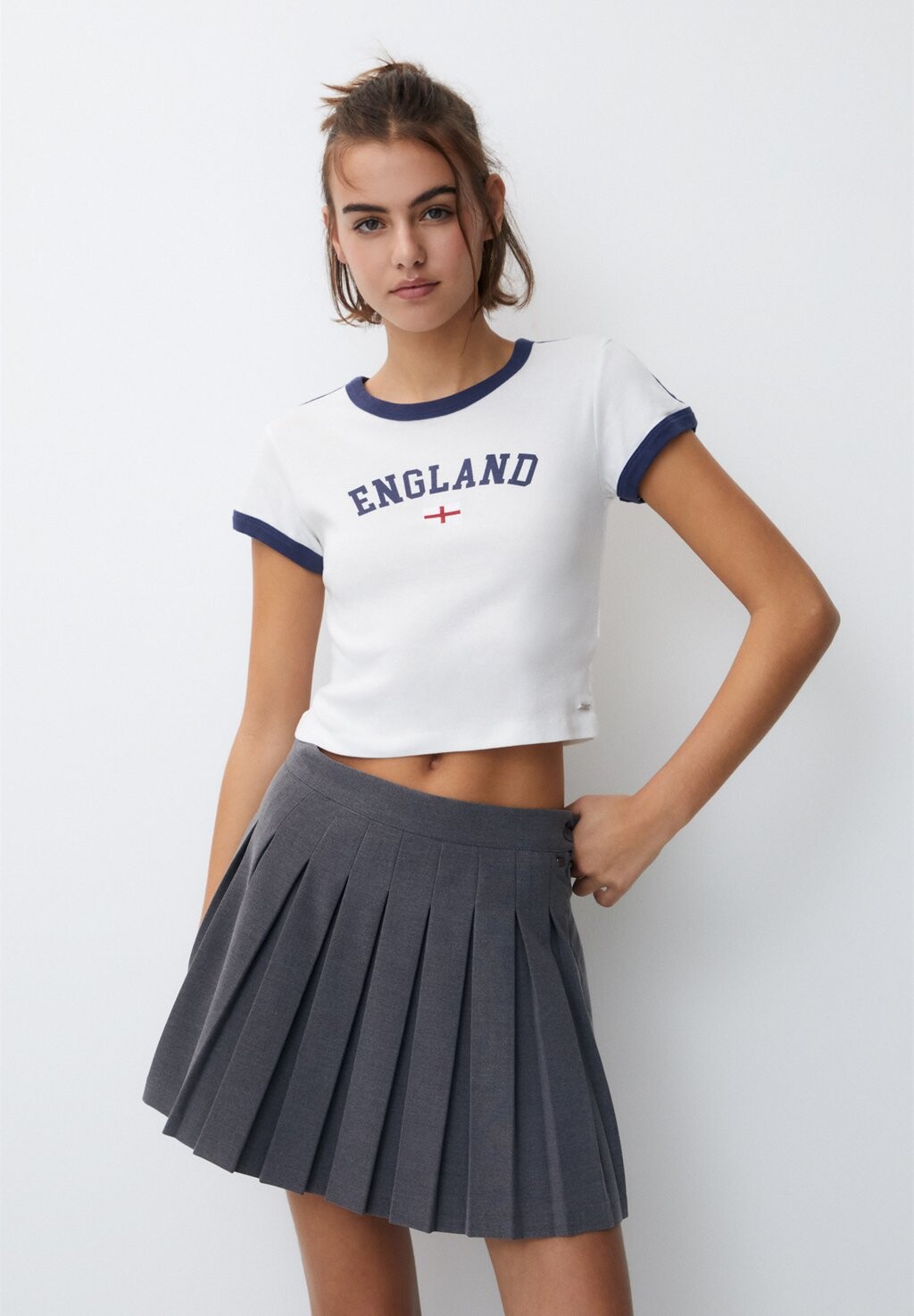 

Футболка с принтом Short Sleeve PULL&BEAR, белый
